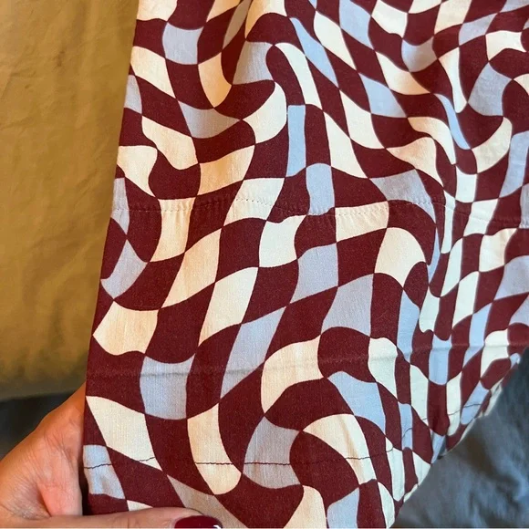 Maeve Burgundy and White Patterned Colette Pants - Picture 4 of 5